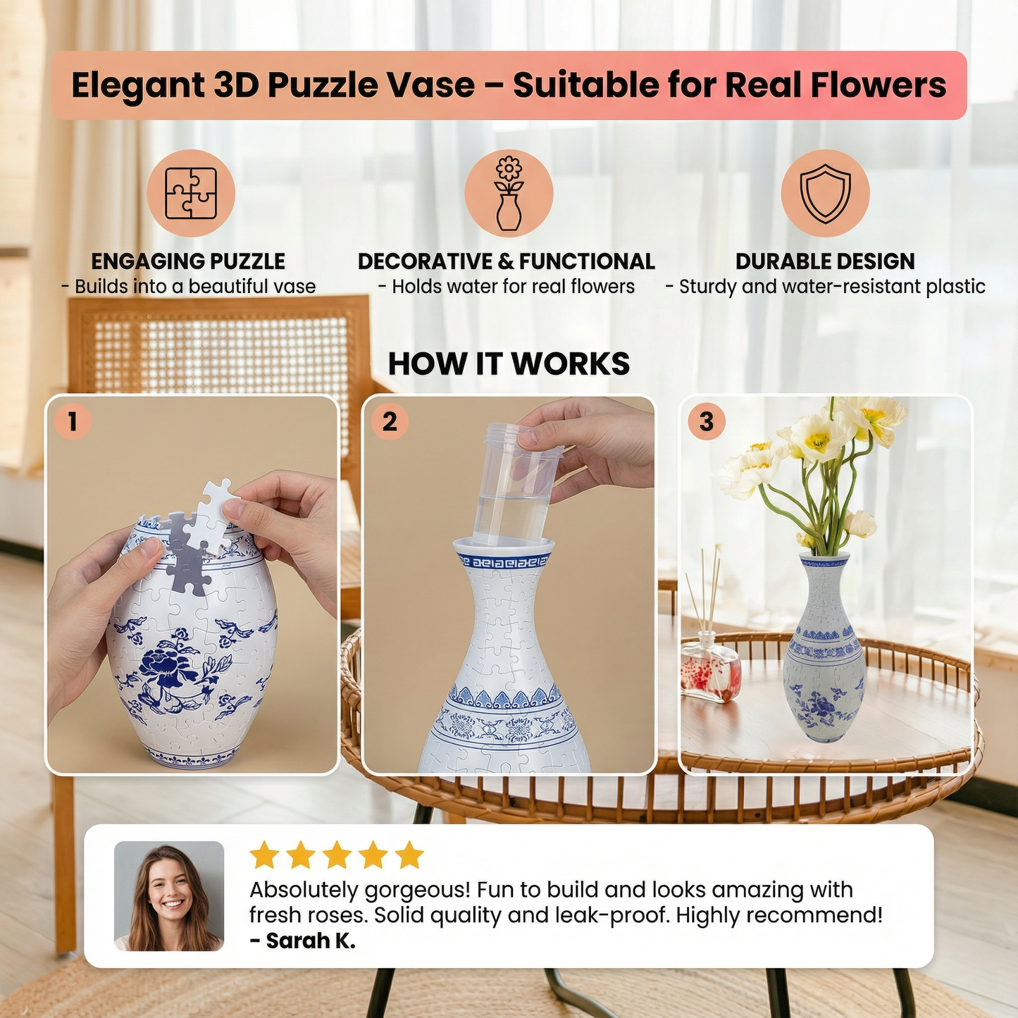 BloomCraft™ | 3D Puzzle Vase