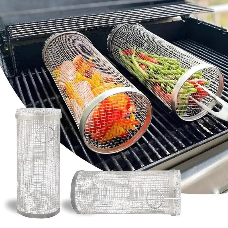 1+1 FREE | GrillRoller™ – Portable Stainless Steel BBQ Basket