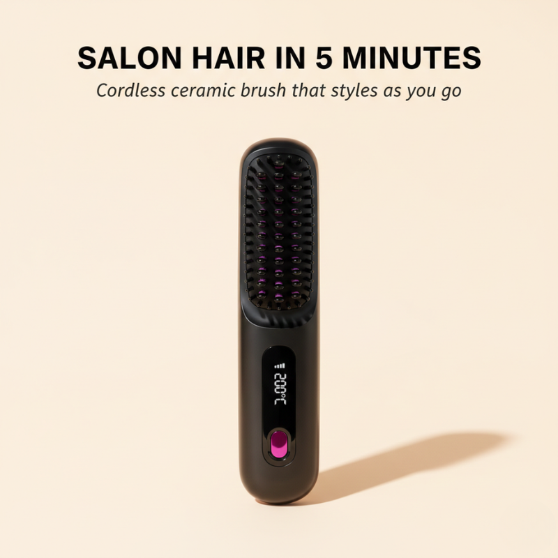 SilkRush™ | Cordless Ceramic Straightening Brush — 50% OFF