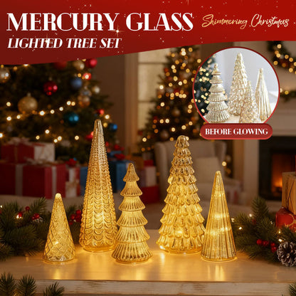 LumaVale™ Full Set Glowing Mercury Glass Christmas Trees