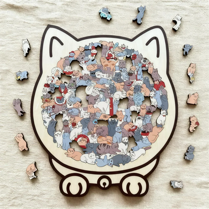 PurrPiece™ | Cat-Shaped Wooden Puzzle