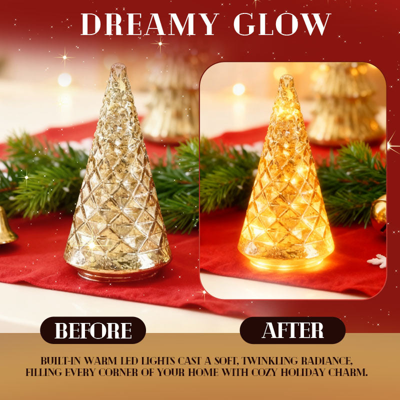 LumaVale™ Full Set Glowing Mercury Glass Christmas Trees