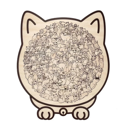 PurrPiece™ | Cat-Shaped Wooden Puzzle