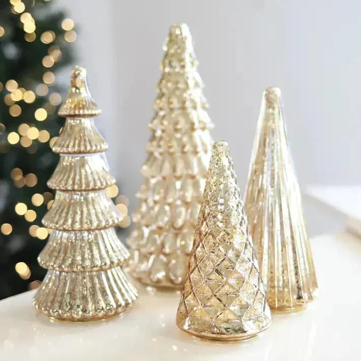 LumaVale™ Full Set Glowing Mercury Glass Christmas Trees