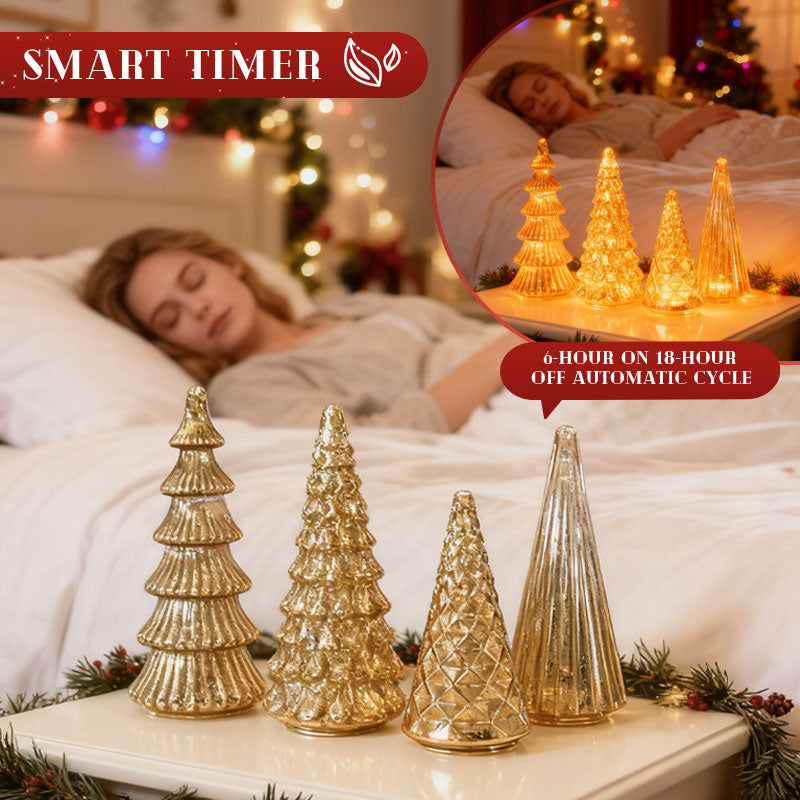 LumaVale™ Full Set Glowing Mercury Glass Christmas Trees