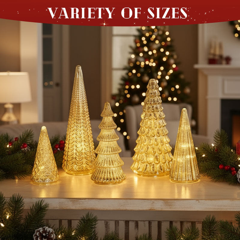 LumaVale™ Full Set Glowing Mercury Glass Christmas Trees