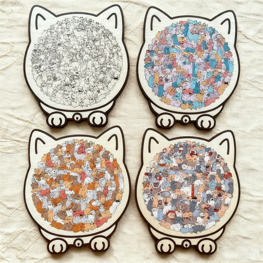 PurrPiece™ | Cat-Shaped Wooden Puzzle
