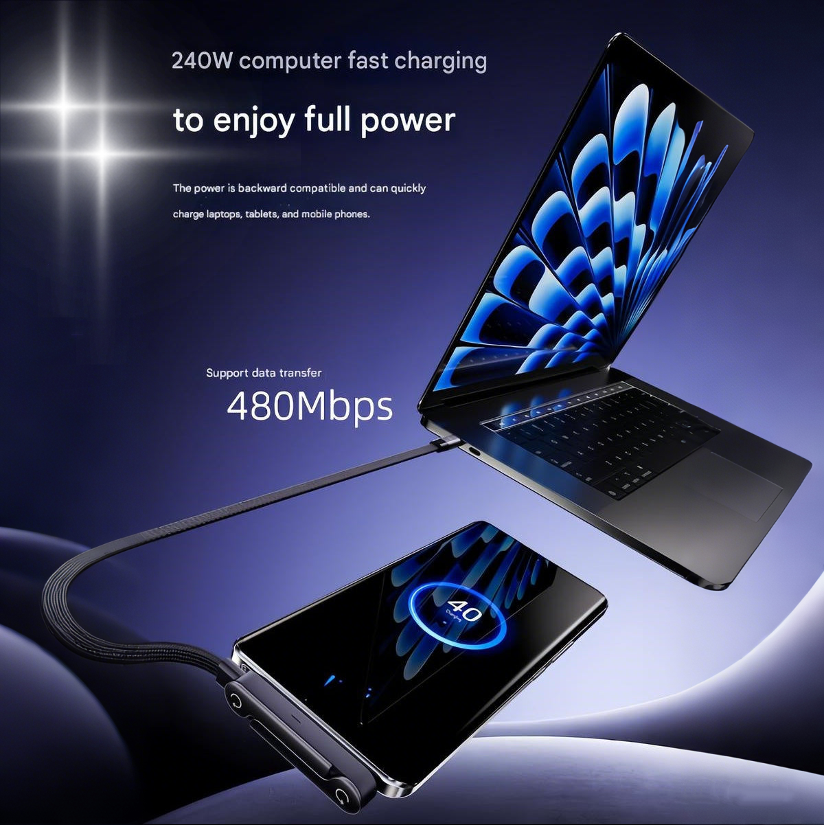 FlexCharge Pro™ 240W — Ultra-Fast Charging with Built-In Stand (50% OFF)