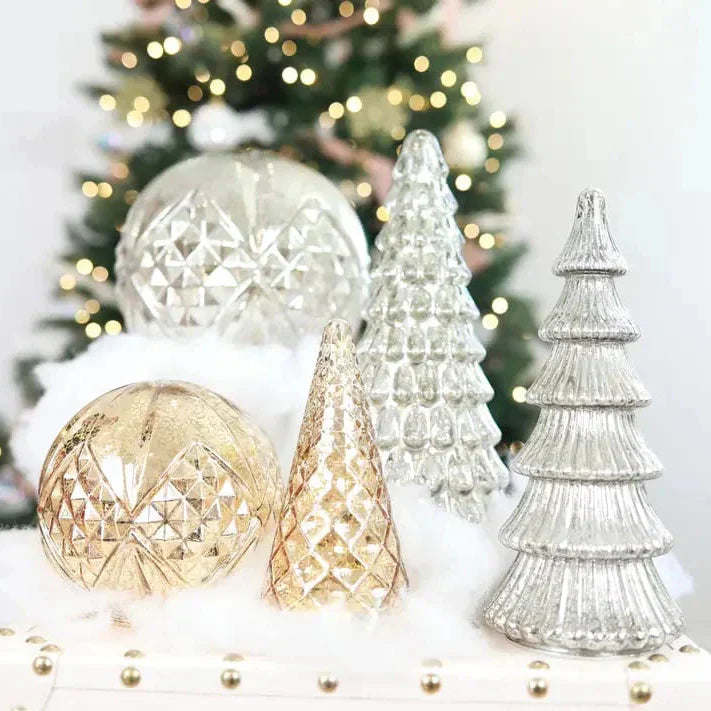 LumaVale™ Full Set Glowing Mercury Glass Christmas Trees