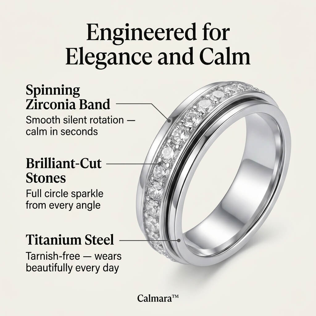 Calmara™ Rotating Zirconia Spinner Ring