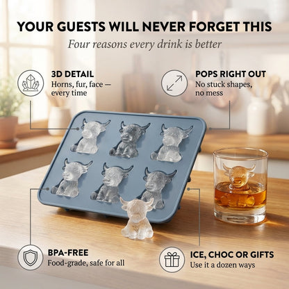MooCube™ | 3D Highland Cow Silicone Ice Mold — 50% OFF