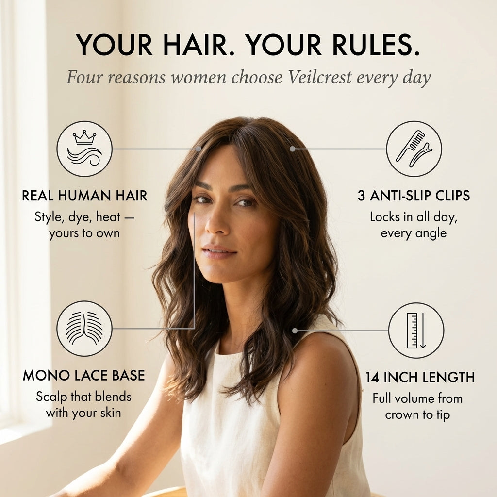 CrownClip™ | Clip-In Human Hair Topper — 50% OFF