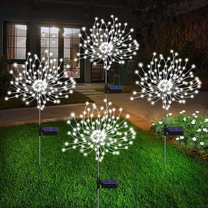White Solar Garden Fireworks Lamp