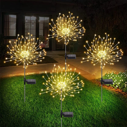 Yellow Solar Garden Fireworks Lamp