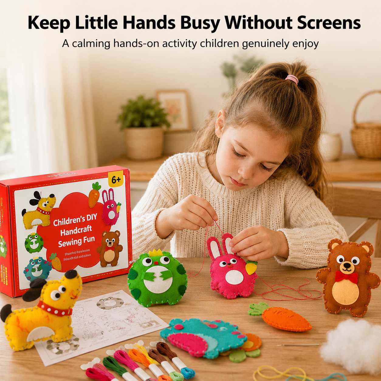 StitchJoy Kids DIY Sewing Kit - Create Cute Felt Friends