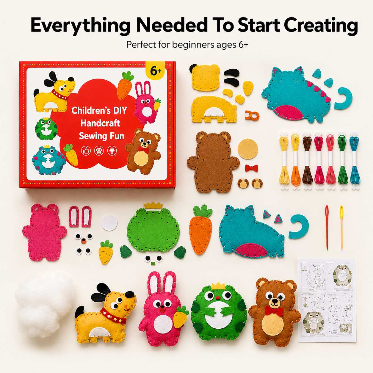StitchJoy Kids DIY Sewing Kit - Create Cute Felt Friends