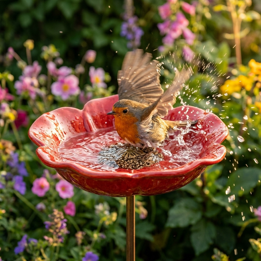 BloomBath™ | Poppy Bird Bath Garden Stake