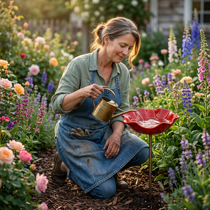 BloomBath™ | Poppy Bird Bath Garden Stake