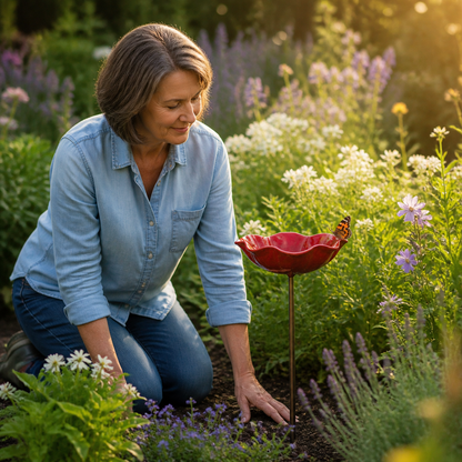 BloomBath™ | Poppy Bird Bath Garden Stake
