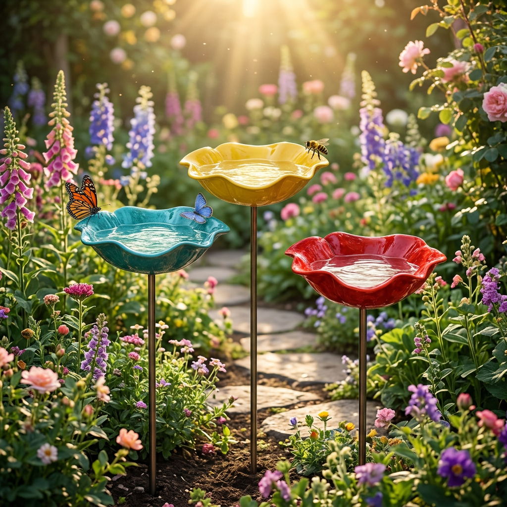 BloomBath™ | Poppy Bird Bath Garden Stake